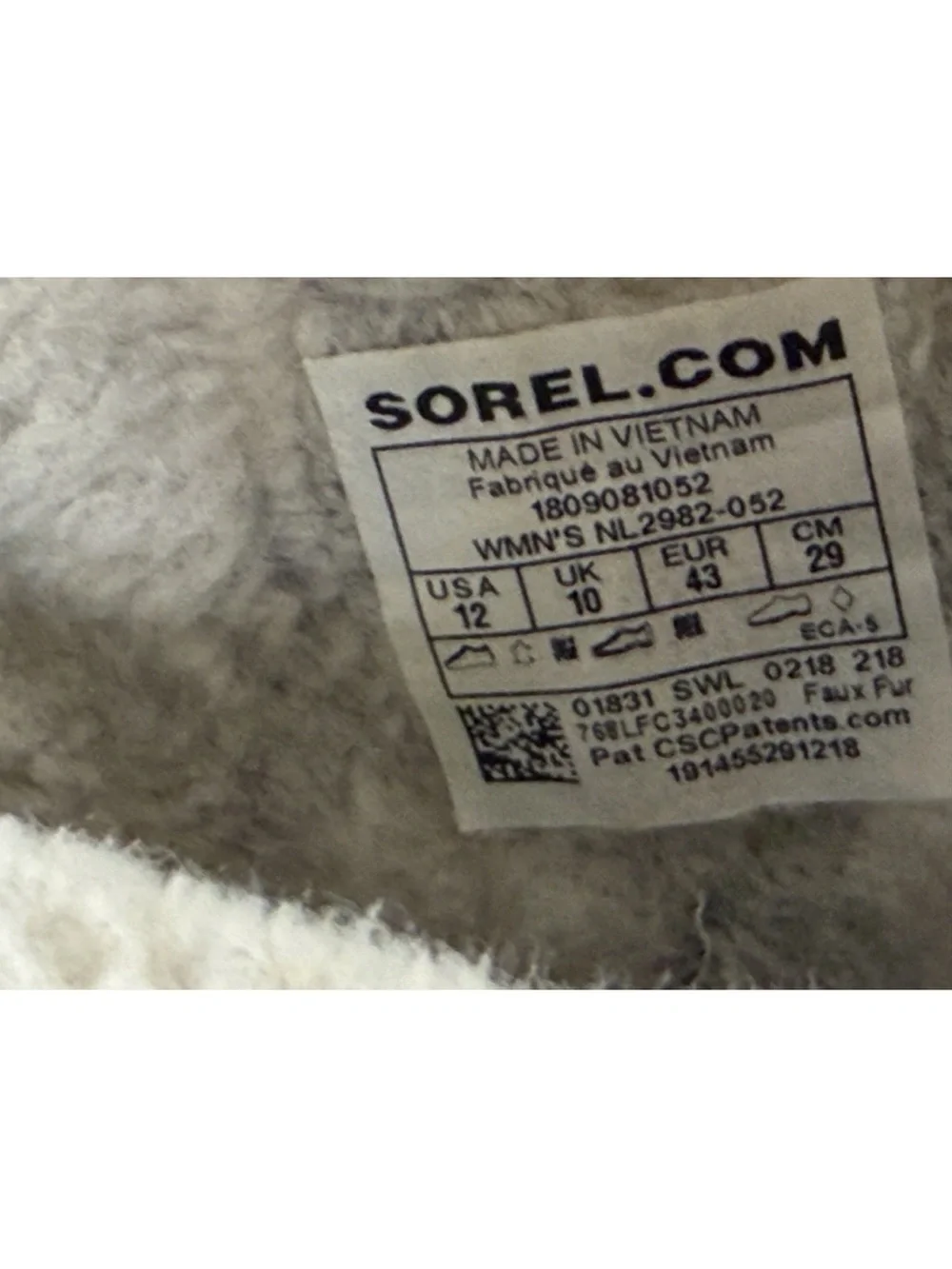 Sorel Women's Whistler Grey Lined Winter Snow Boots Waterproof Size 12